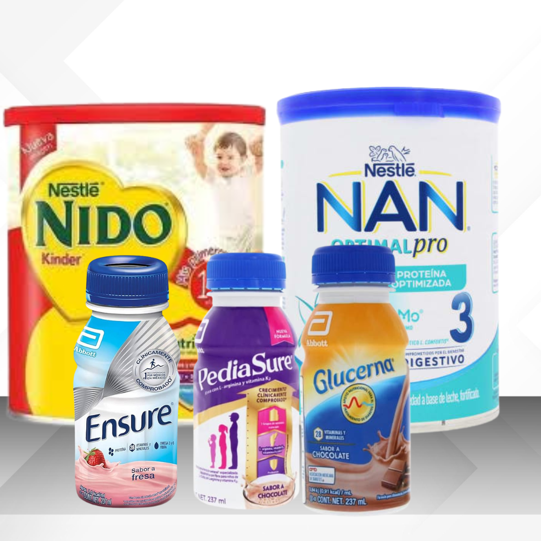 Imagen de fórmulas y electrolitos orales, ideales para el cuidado de bebes, recien nacidos, y adultos mayores.